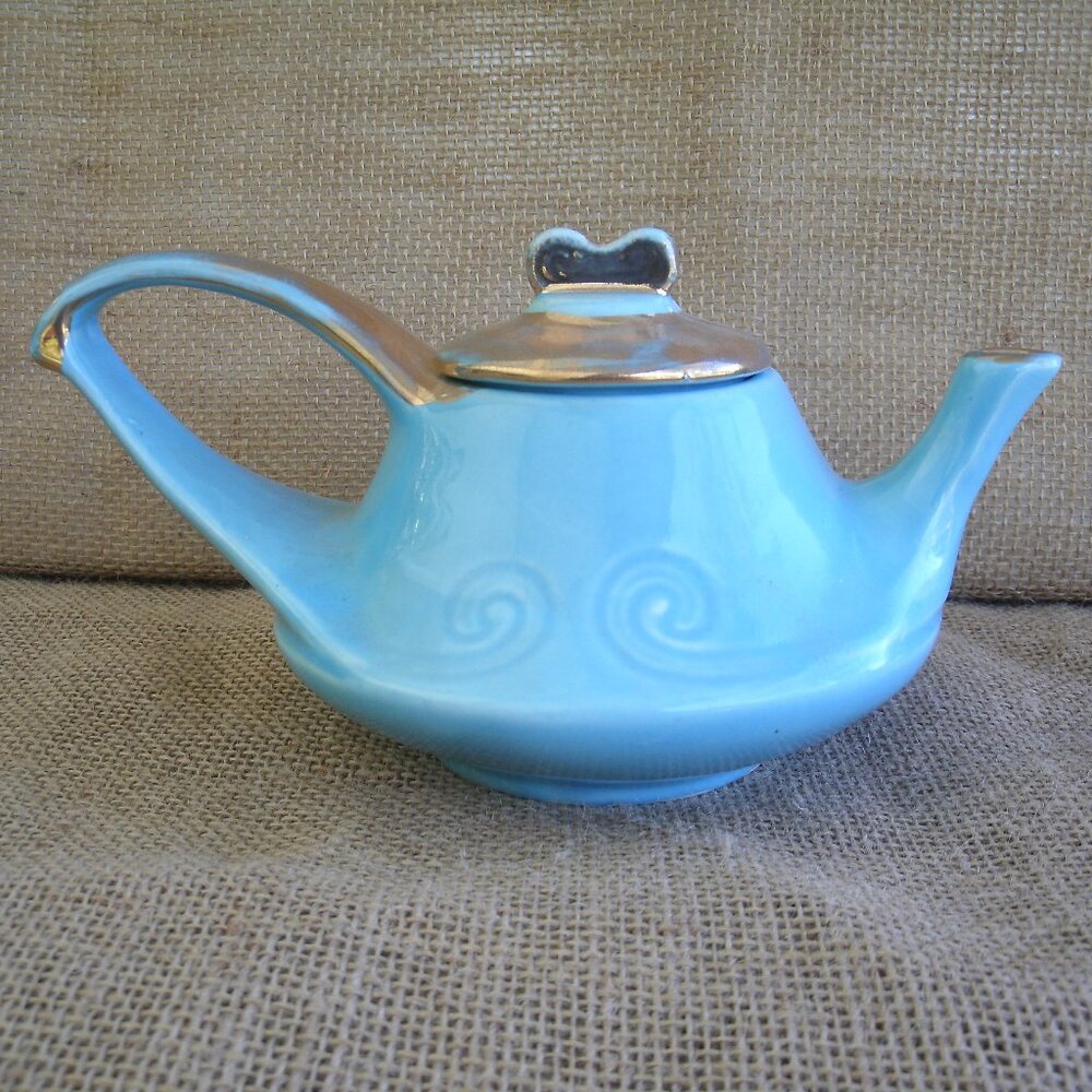 Vintage Pearl China Co. Sky Blue Art Deco Teapot